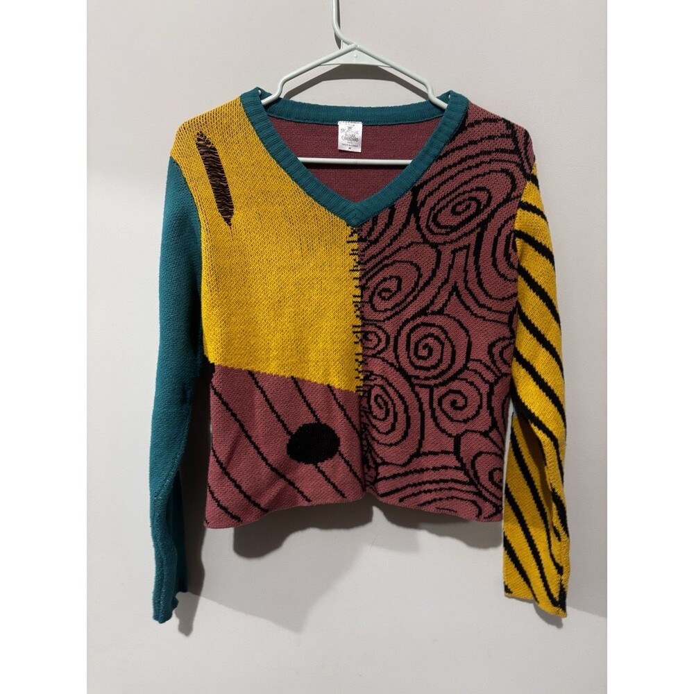 Tim Burtons The Nightmare Before Christmas Womens Medium Sally Crop Sweater